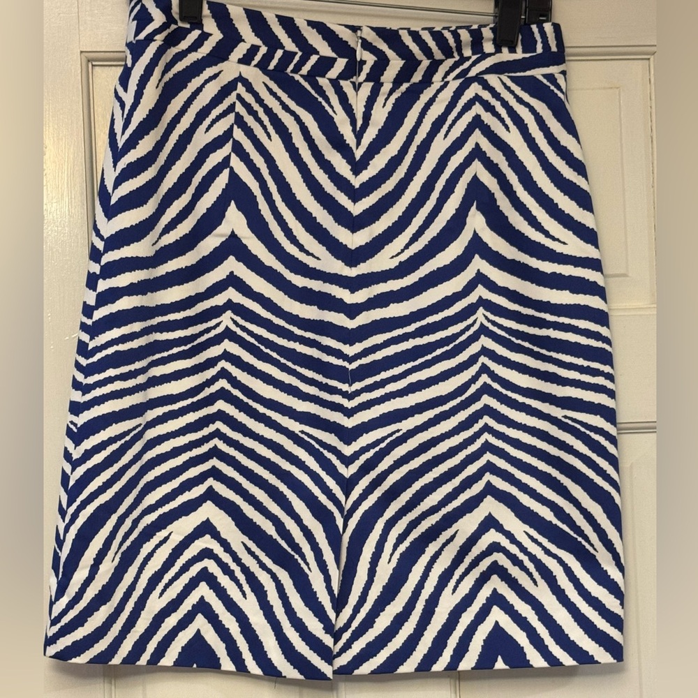 Milly Blue and White Mini A-Line Skirt Cocktail - Picture 2 of 6